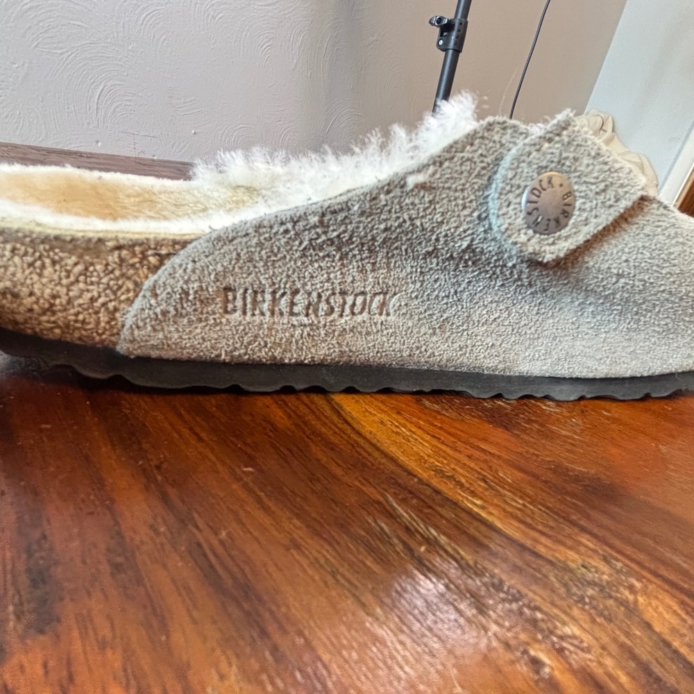 Birkenstock Boston Shearling Suede Clogs Taupe Brown Mules Womens 41 L10 M8 - Picture 10 of 15